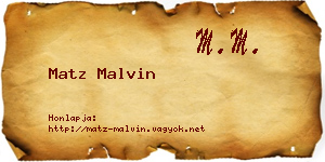 Matz Malvin névjegykártya